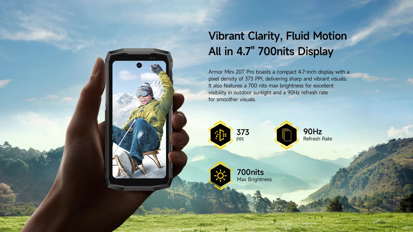 【World Premiere】Ulefone Armor Mini 20T Pro 5G  4.7" Display  Rugged Phone LED Light Android 14 Smartphone 6200mAh 16GB+256GB 33W