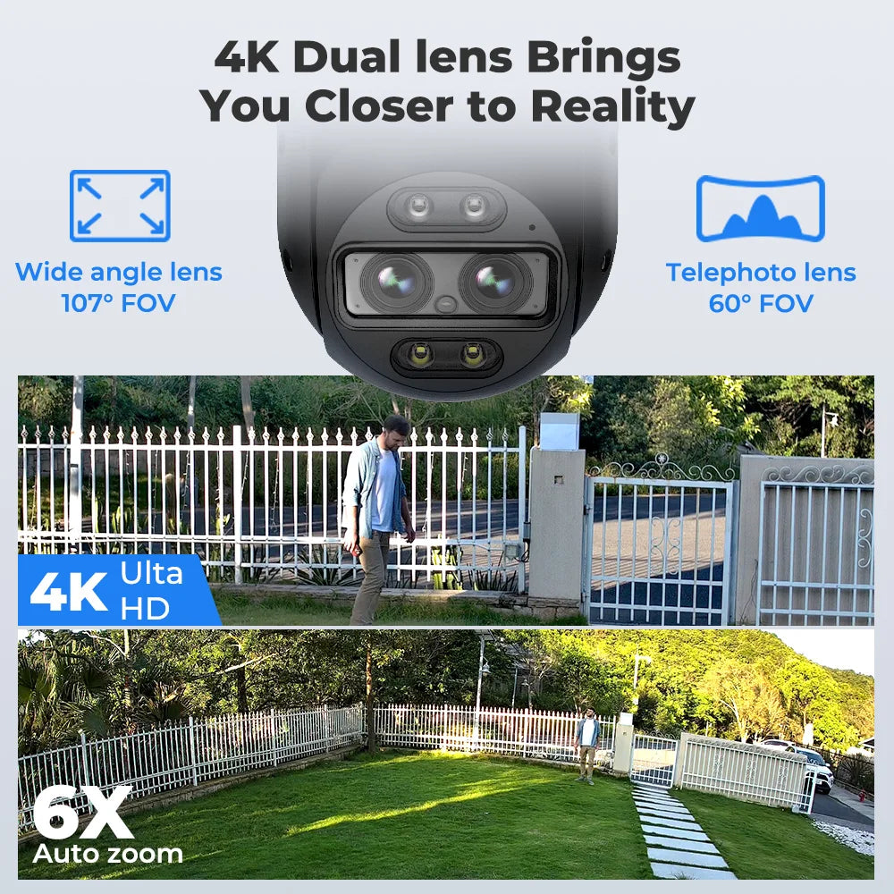 Reolink Trackmix Series WiFi 4K Outdoor Security Camera Dual-Lens Motion Tracking 8MP PTZ Cam 6X Zoom AI Human Detect IP Camera