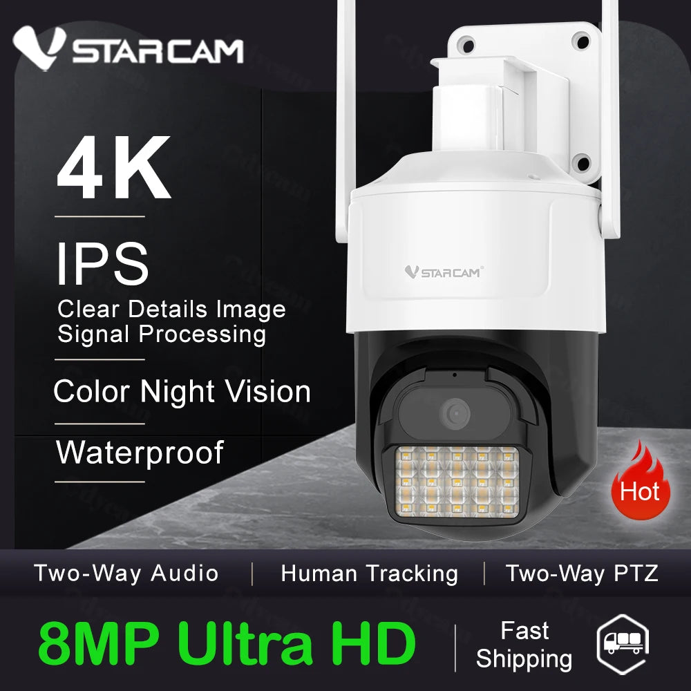 Vstarcam 4K 8MP UlHD PTZ Camera Full Color Night Vision Outdoor Wifi Surveillance Home CCTV Security IP66 waterproof Cameras