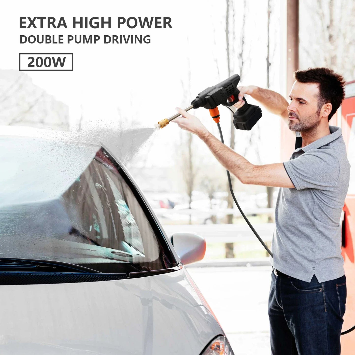 Portable High Pressure Washer Cleaner Gun Cleaner Car Washing Machine Electric Garden Water Gun Adjustable For Makita 24VBattery