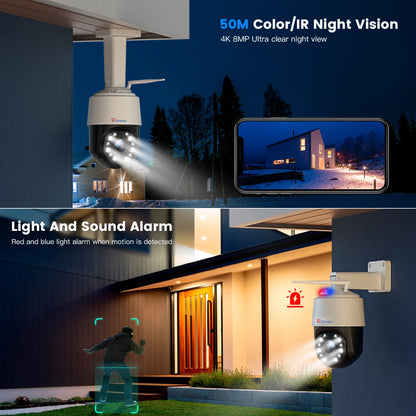 Ctronics 4K 8MP 5X Optical Zoom IP Camera 5G WiFi PTZ 360 Outdoor AI Auto Tracking CCTV Color Night Vision Two Way Audio