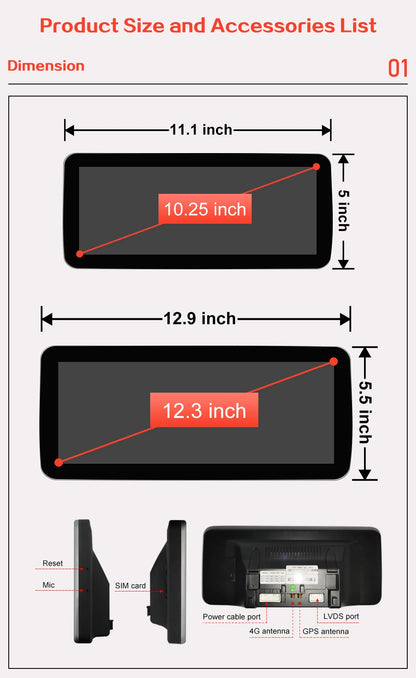 Android 13 Touch Screen Auto CarPlay For Mercedes C Class W205 GLC V Class W447 2015-2019 Car Radio Multimedia GPS Navi 4G WiFi