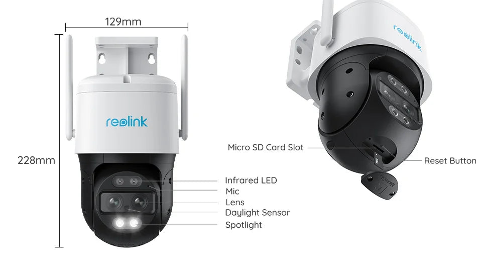 Reolink Trackmix Series WiFi 4K Outdoor Security Camera Dual-Lens Motion Tracking 8MP PTZ Cam 6X Zoom AI Human Detect IP Camera