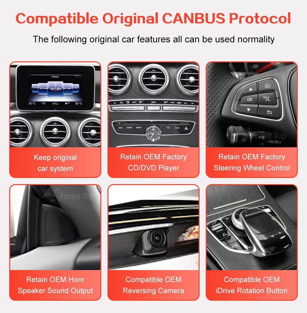 Android 13 Touch Screen Auto CarPlay For Mercedes C Class W205 GLC V Class W447 2015-2019 Car Radio Multimedia GPS Navi 4G WiFi