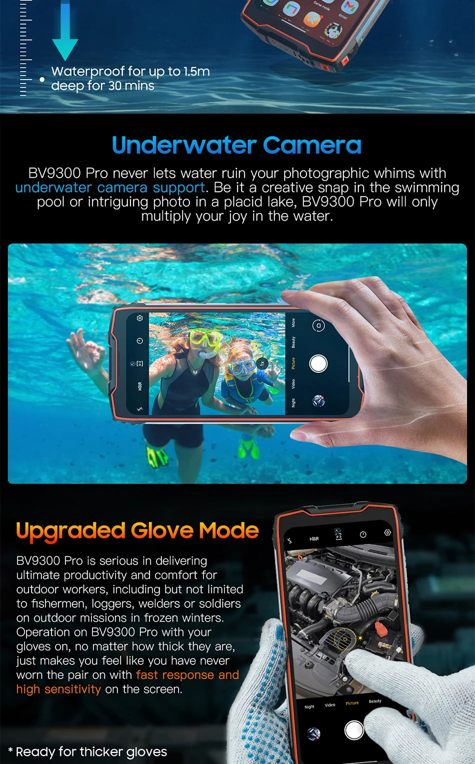 Blackview BV9300 Pro Rugged Phone Helio G99 6.7'' 120Hz Display 8/12GB 256GB Smartphone With Dual Screen 15080mAh 64MP Cellphone