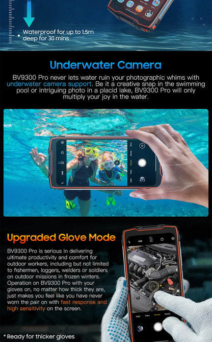 Blackview BV9300 Pro Rugged Phone Helio G99 6.7'' 120Hz Display 8/12GB 256GB Smartphone With Dual Screen 15080mAh 64MP Cellphone