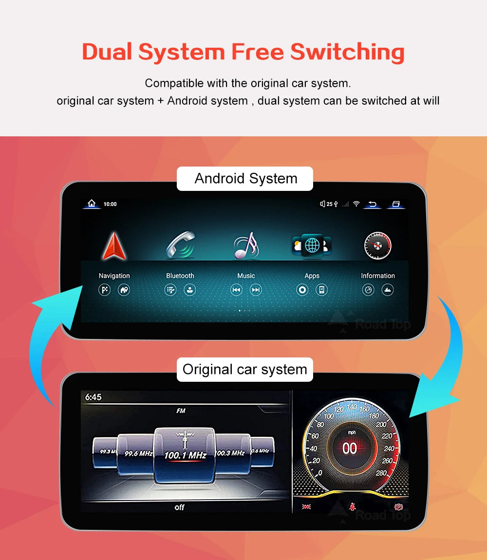 Android 13 Touch Screen Auto CarPlay For Mercedes C Class W205 GLC V Class W447 2015-2019 Car Radio Multimedia GPS Navi 4G WiFi