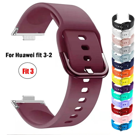 Sport Silicone Band For Huawei Watch FIT 3 Strap Wrist watchband metal Buckle bracelet For huawei fit 2 fit3 correa Accessories